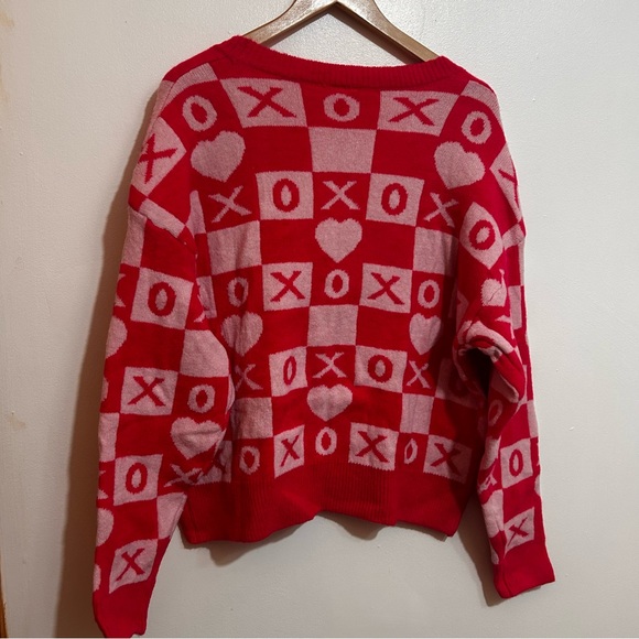 Serra Red and Pink Heart XO V-Neck Cardigan - Picture 5 of 6